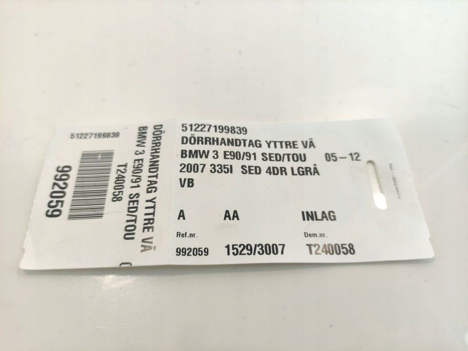 bmw 3 e90 e91 zewnętrzna klamka drzwi lewy tył 7199839