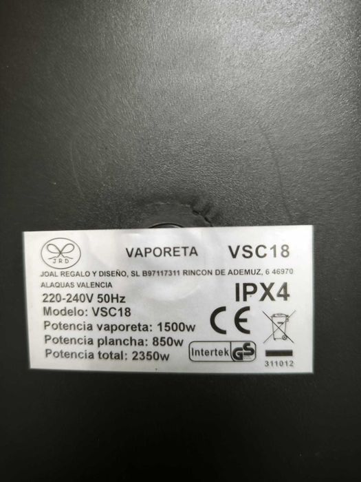 Aparelho de limpeza a vapor (Vaporeta VSC 18) com ferro de engomar - Novo