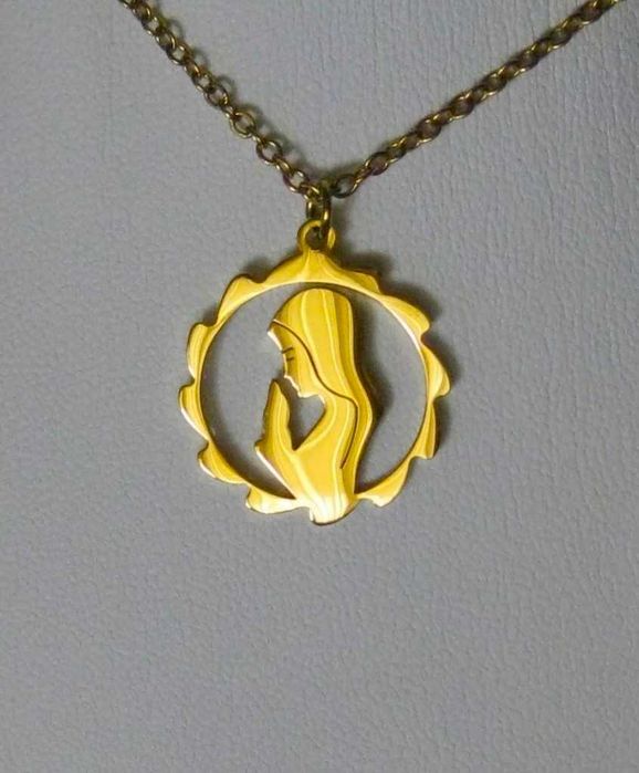 Colar Aço Dourado c/ Medalha Nossa Senhora NOVO