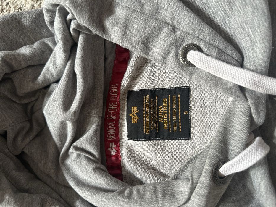 Оригінальне худі Alpha Industries Basic Small Logo (Grey Melange)