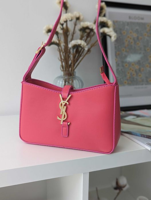 Женская сумка на плечо Yves Saint-Laurent нейлон розовый Лоран