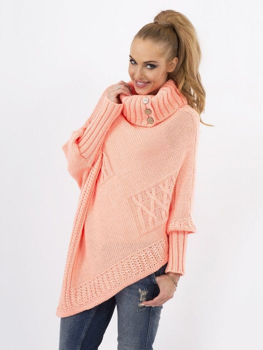 Пончо/свитер персиковый