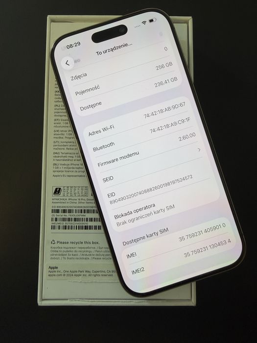 Iphone 16 pro 256gb bateria 93%