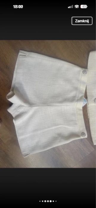 elegancki komplet set marynarka szorty kremowe rozmiar l/xl