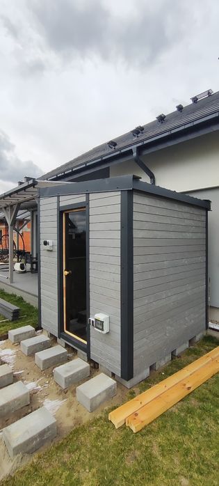 Sauna ogrodowa 215x215 cm | Modrzew | Termososna | Piec 6,8 kW BleBox