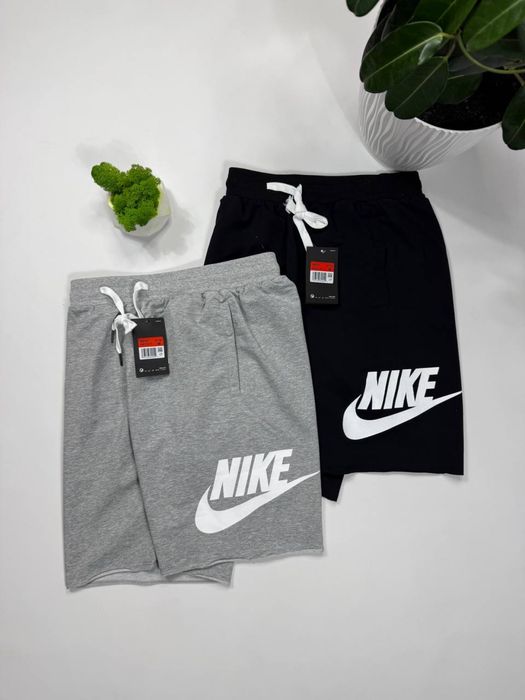 Шорти Nike чоловічі спортивні | Бавовняні літні шорти | Чорні/сірі /Шорти найк чоловічі