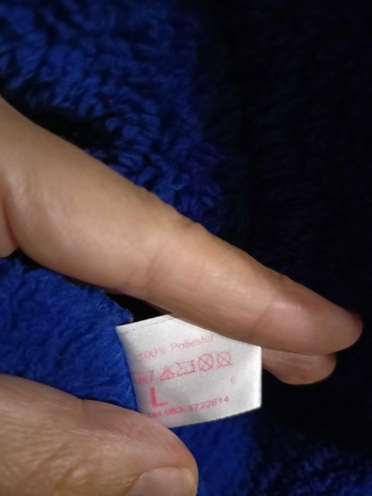 ciepły szafirowy kobaltowy szlafrok damski De Lafense L nowy bez metki