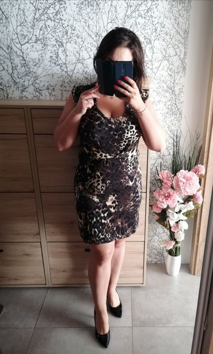 Sukienka panterka 38 40 42 wesele elegancka