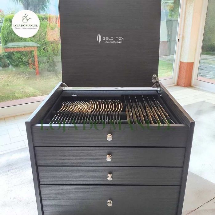 Faqueiro  Dourado BELO INOX BI Nomo Titanium Gold 130 pçs*NOVO*