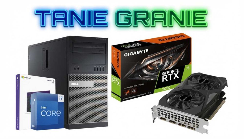 Komputer Gamingowy Dell Intel i7 16GB RAM SSD Win10Pro RTX3050