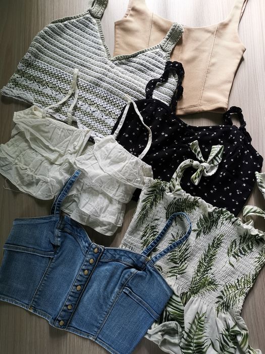 BULK 6x crop top topik krótka bluzka na ramiączkach y2k 2000 SWAG coquette avant garde