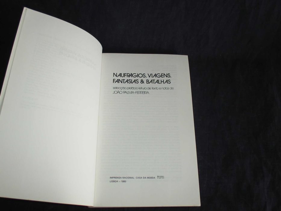 Livro Naufrágios Viagens Fantasias & Batalhas João Palma-Ferreira