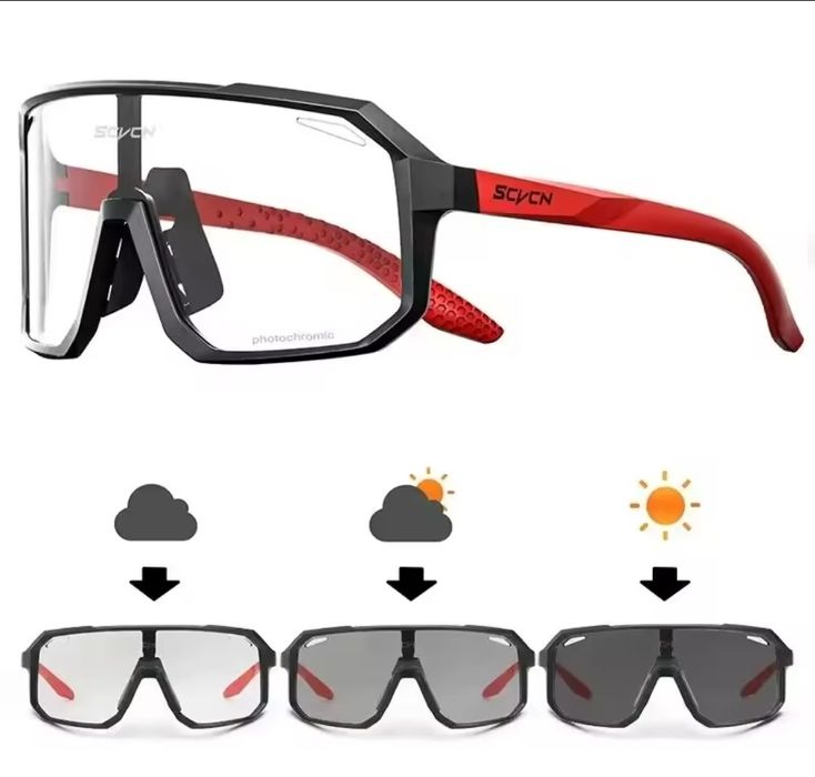 NOWE Okulary Rowerowe SCVCN Fotochromatyczne UV400 | Rower Bieganie