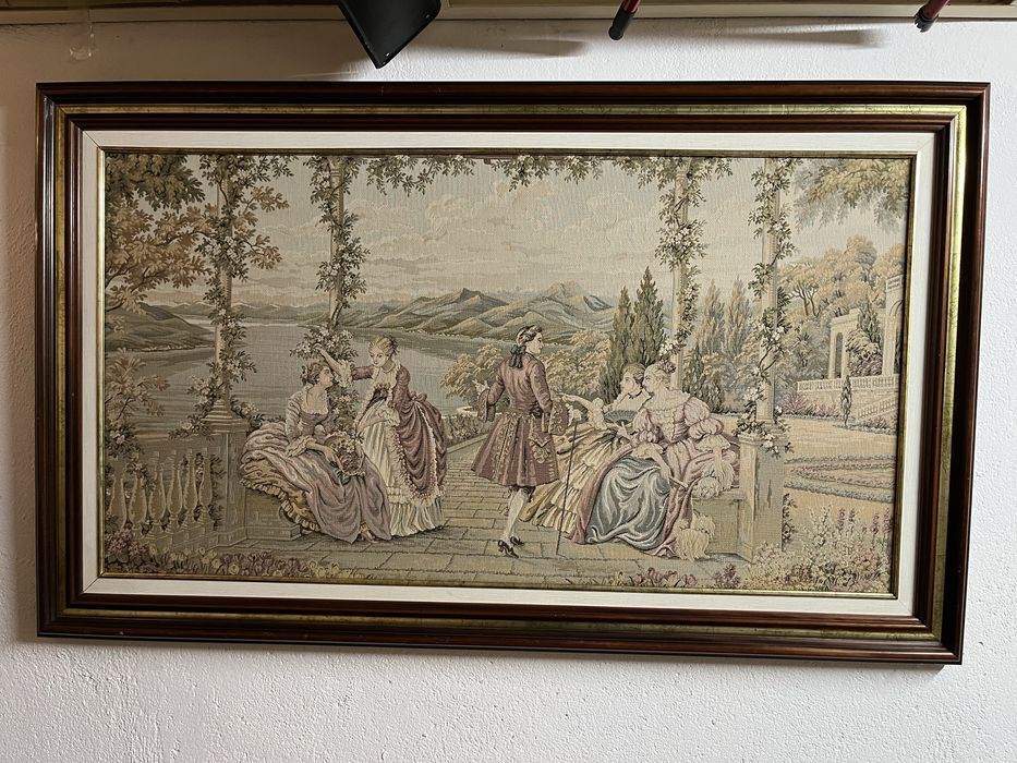 Quadro tapecaria emoldurado  estilo gobelin vintage
