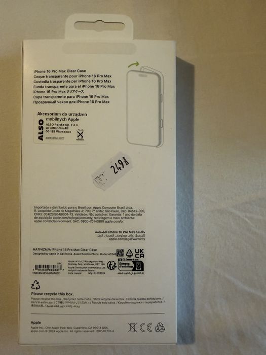 Apple Clear Case MagSafe iPhone 16 Pro Max oryginalne etui MA7E4ZM/A
