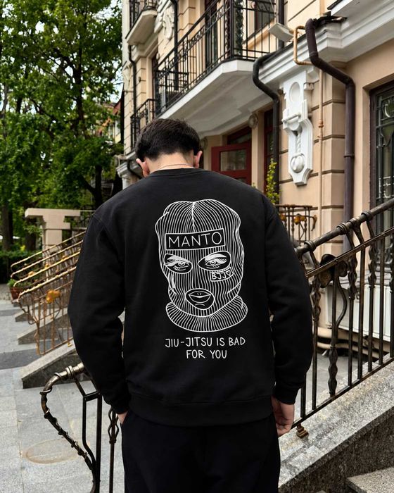 Черный Свитшот MANTO Gym - Толстовка Чорна МАНТО Зал - XS S M L XL