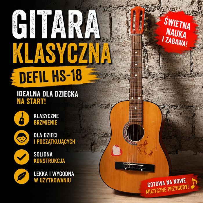 Gitara klasyczna Defil HS-18 dla dziecka 1/2 3/4