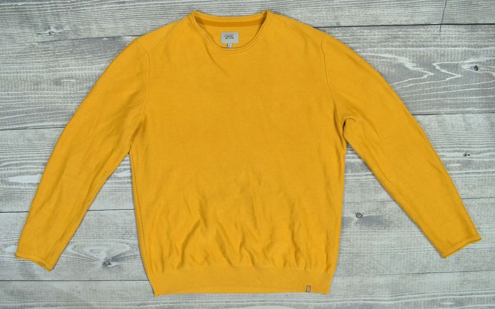 Camel Active Garment Dyed Żółty Bawełniany Sweter Męski Xl