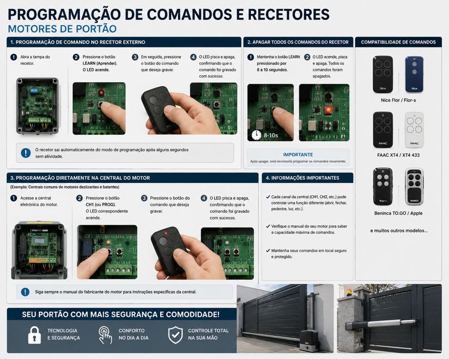 Comandos garagem / programação de comandos e recetores