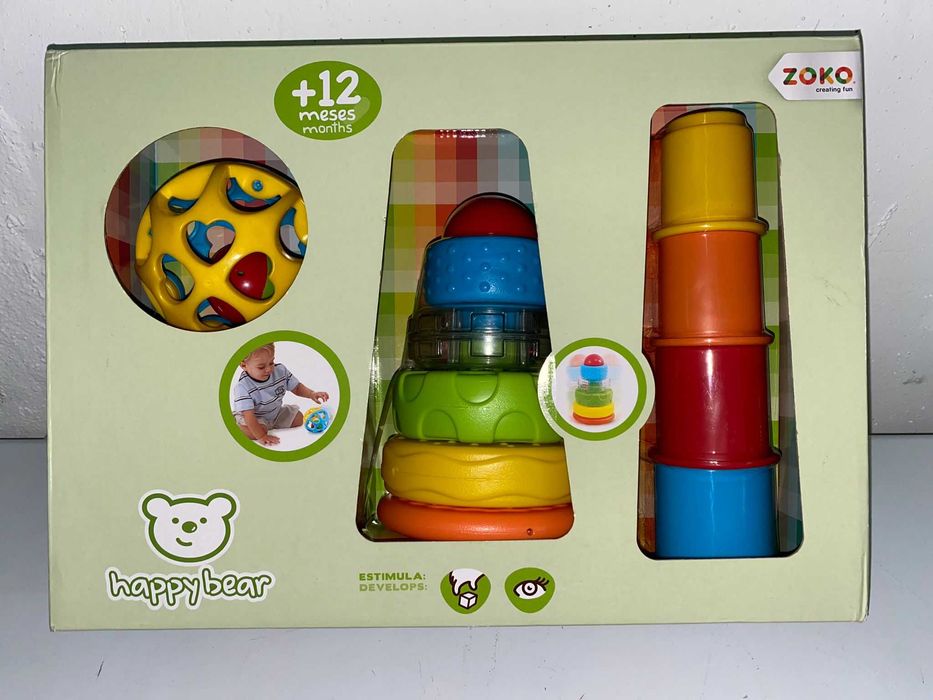 Pack 3 Atividades bebé: Bola, Pirâmide, Torre - Happy Bear