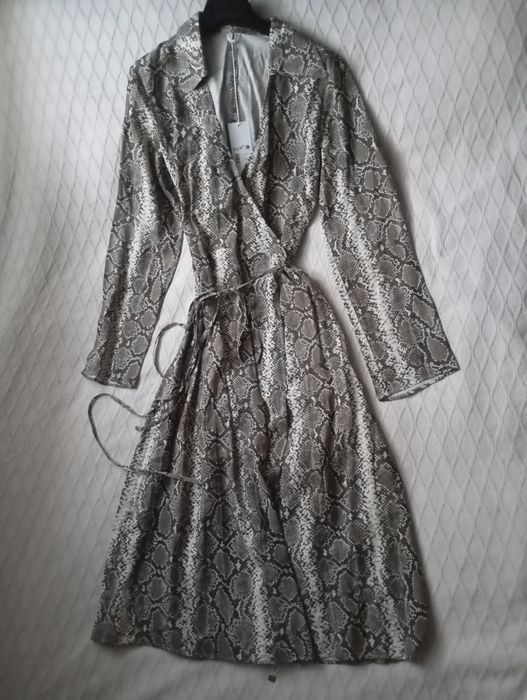 ARKET 38r markowa NOWA sukienka długa midi skóra węża panterka
