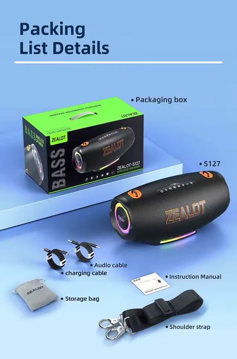 Новинка ZEALOT S127 100W Bluetooth колонка портативна акустика