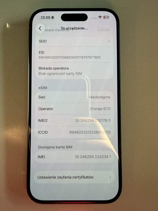 iPhone 15 Pro 256GB Stan Idealny Bateria 90%