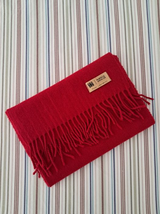 Czerwony szalik 100% kaszmir Marks & Spencer Pure Cashmere UNISEX