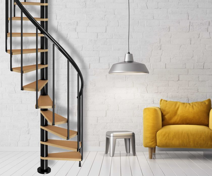 Nowoczesne schody spiralne Las Vegas Antracyt/ BUK fi 140 cm