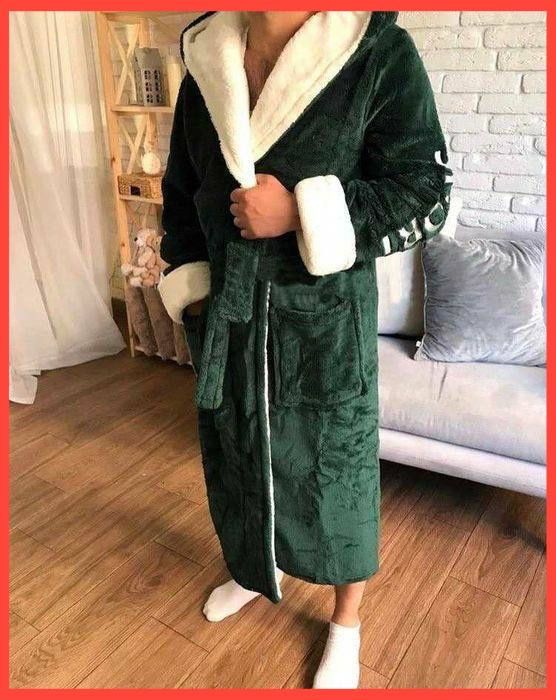 Топ 2025 чоловічий домашній махровий халат теплий пижама, мужской зима