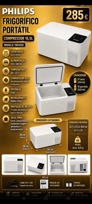 Frigorífico Philips 285€. Oportunidade