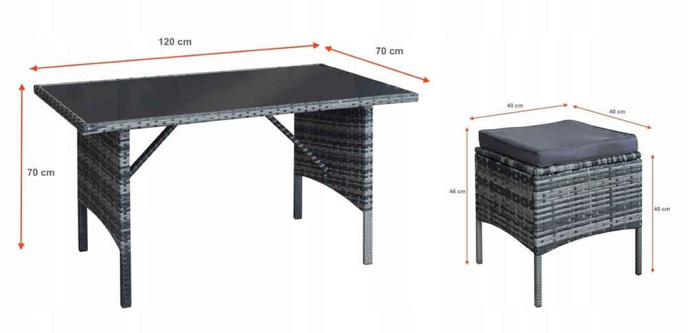 Meble Technorattanowe Ogrodowe 7-osobowy Zestaw Tarasowy Ogrodowy