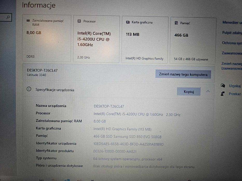Dell Latitude 3340, 13,3 cala, 8GB ram, i5-4200U, SSD 500GB + torba