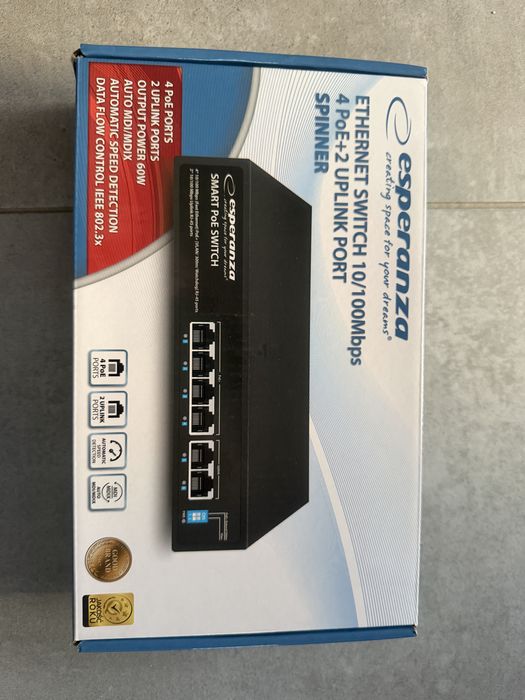 Switch Ethernet 4 PoE + 2 Porty UPLINK 10/100Mbps Esperanza