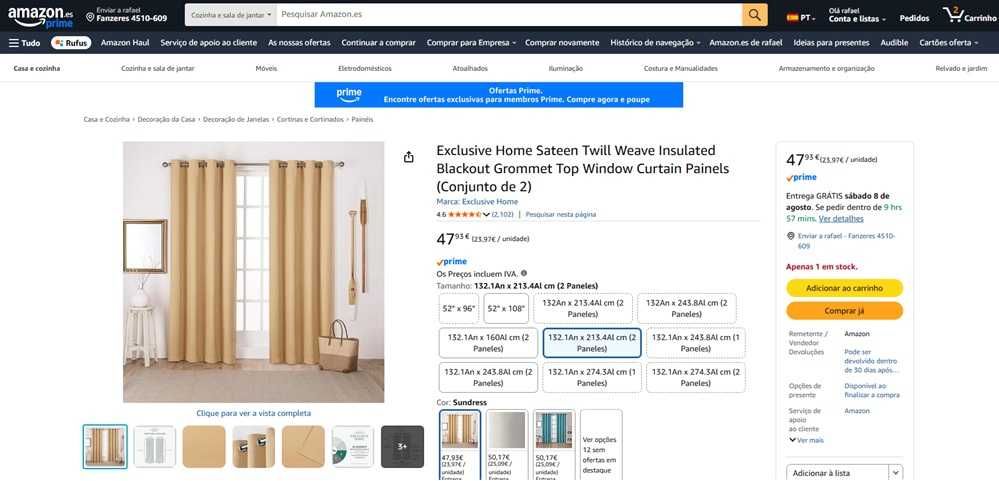 Exclusive Home conjunto cortinas 2 painéis (527)