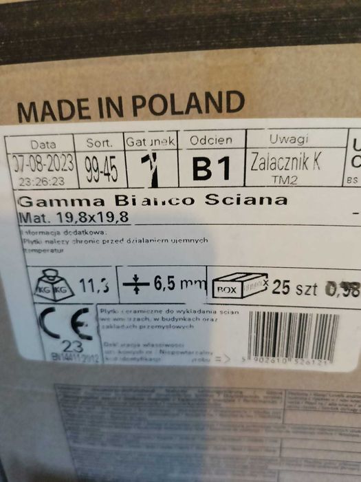 glazura biała matowa 19,8x19,8cm