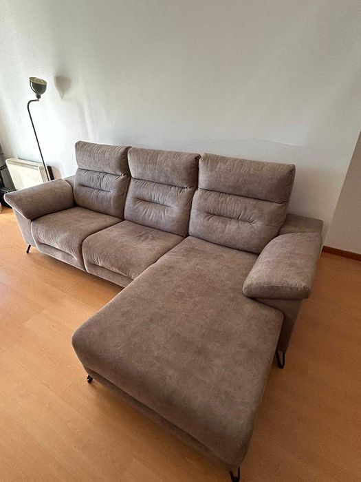 Sofá com Chaise Longue - Relax Elétrico ALL – Bege