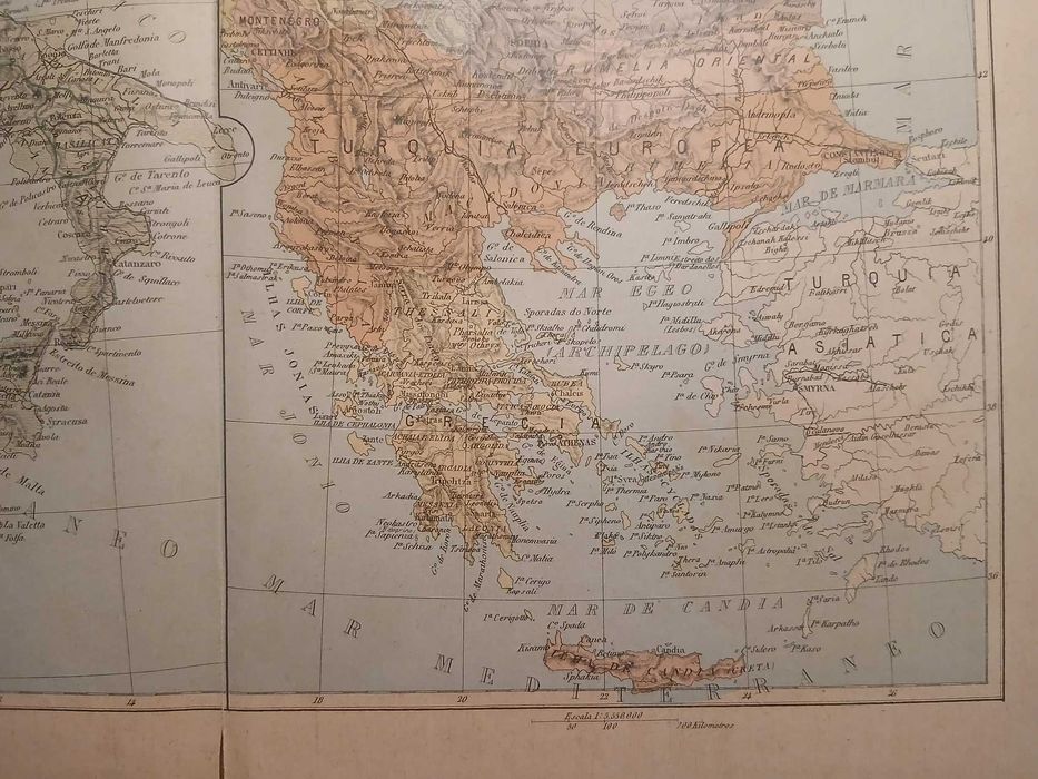 Mapa Italia e Península dos Balcãs (Final do Séc XIX, Início do Séc XX)