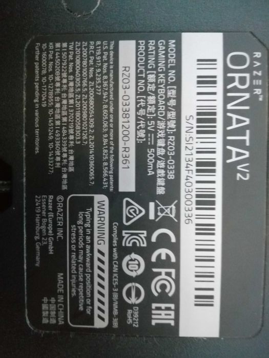 Razer Ornata V2 Keyboard – Black64284586708739124