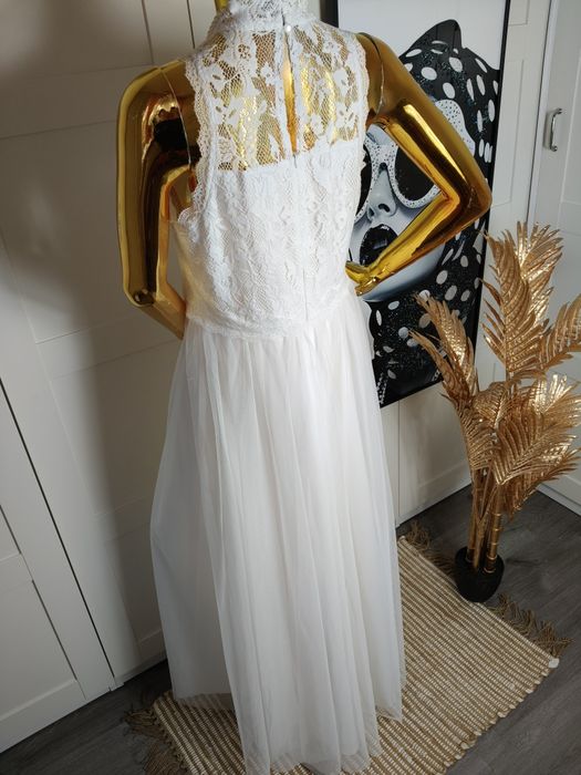 Romantic Biała Sukienka tiulowa koronkowa Wedding Chic R.40