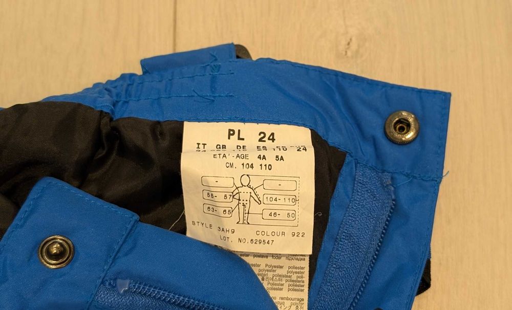 SPODNIE NARCIARSKIE BRUGI, niebieskie, roz. 104 - 110cm