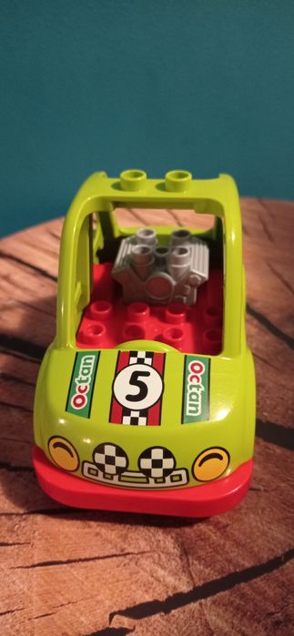 LEGO Duplo oryginalne zielony samochód wyścigowy + kierowca + kanister