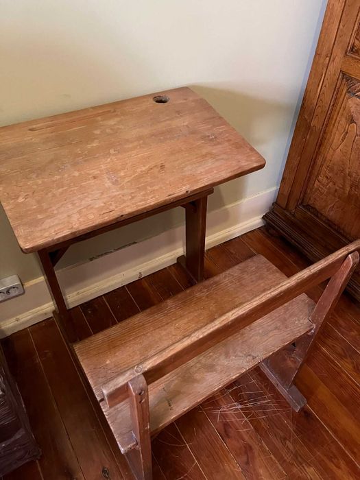 Vintage children's school desk - solid wood 75.5H x 60W x 74D
