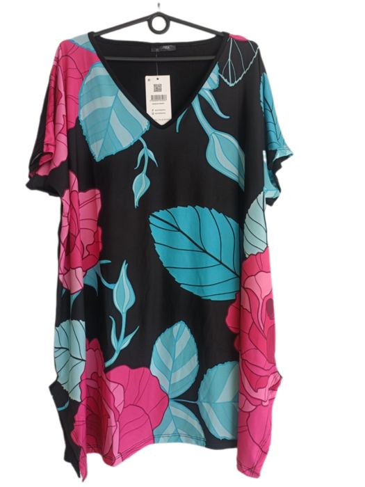 Bluzka plus size tunika kwiaty 50/52/54/56
