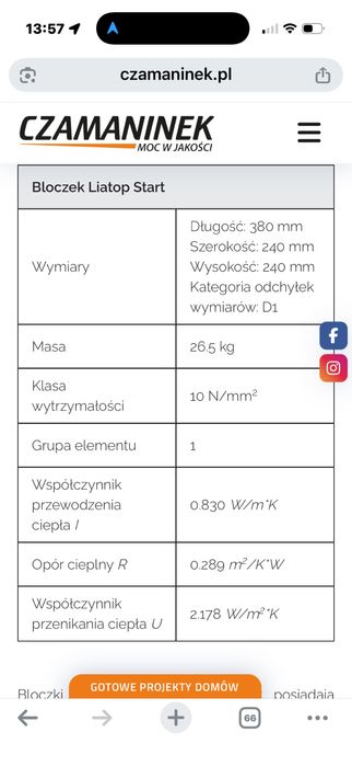 Bloczek Fundamentowy Liatop Start Czamaninek