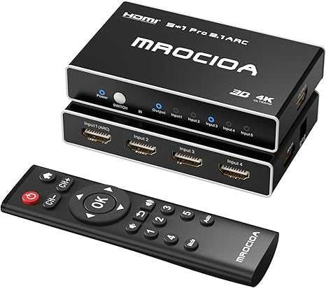 5 Port HDMI 2.1 Switch 8K 4K 120hz/HDCP2.3/MF Remote/iOS App/ARC,