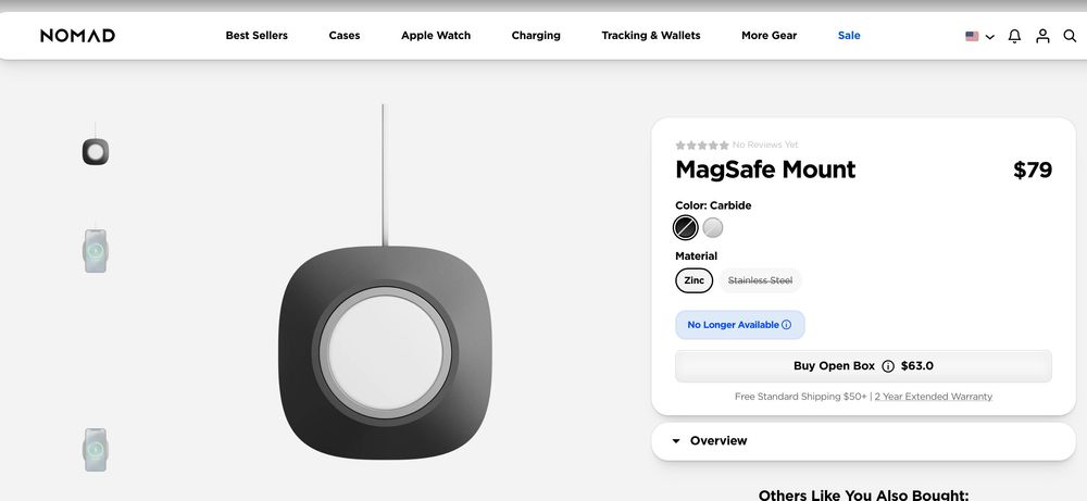 Nomad Magsafe Mount. Металична підставка для зарядної станції