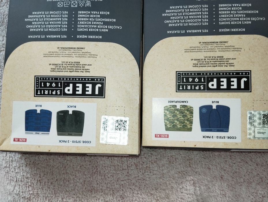 Zestaw 4 par bokserek Jeep XL bawełniane