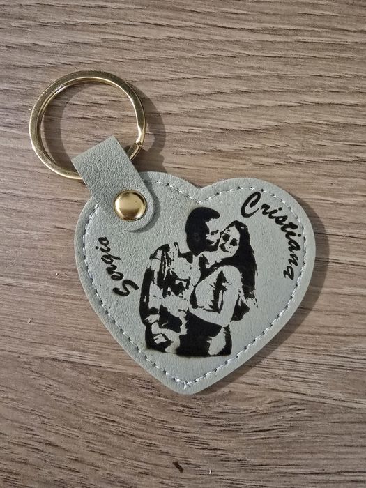 Porta Chaves com fotografia e texto a laser