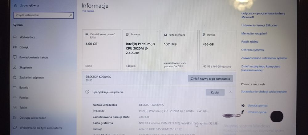 Laptop Lenovo g580 czytaj opis